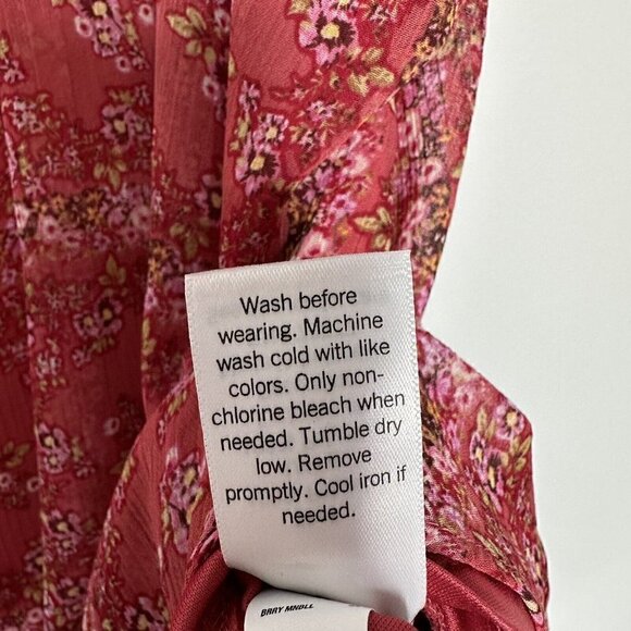 Lauren Conrad Blouse Pink Ditsy Floral Flutter Sleeve Size 2X Boho Hippie - Picture 4 of 10